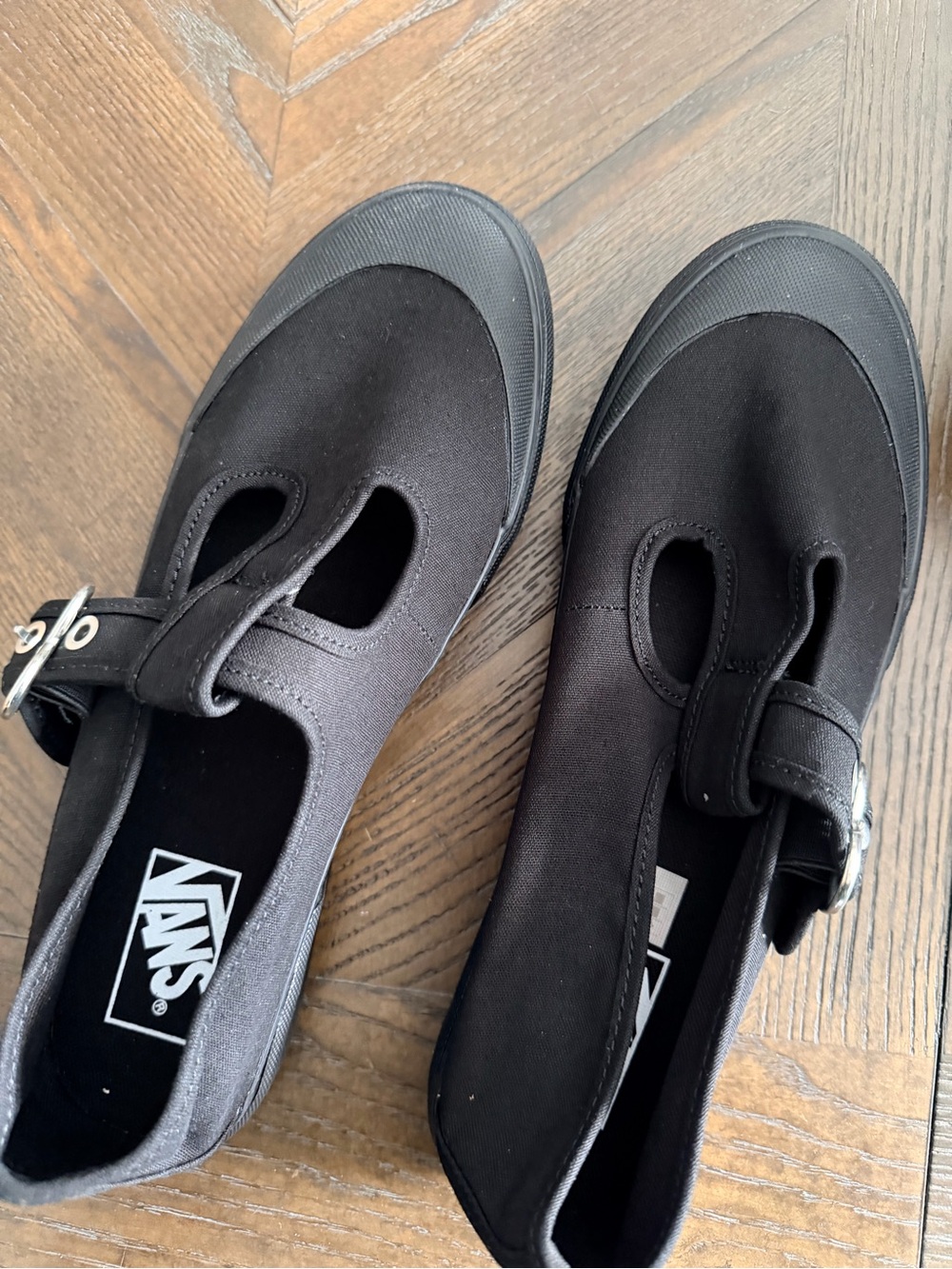 Vans Black Mary Jane Strap Flats NEW